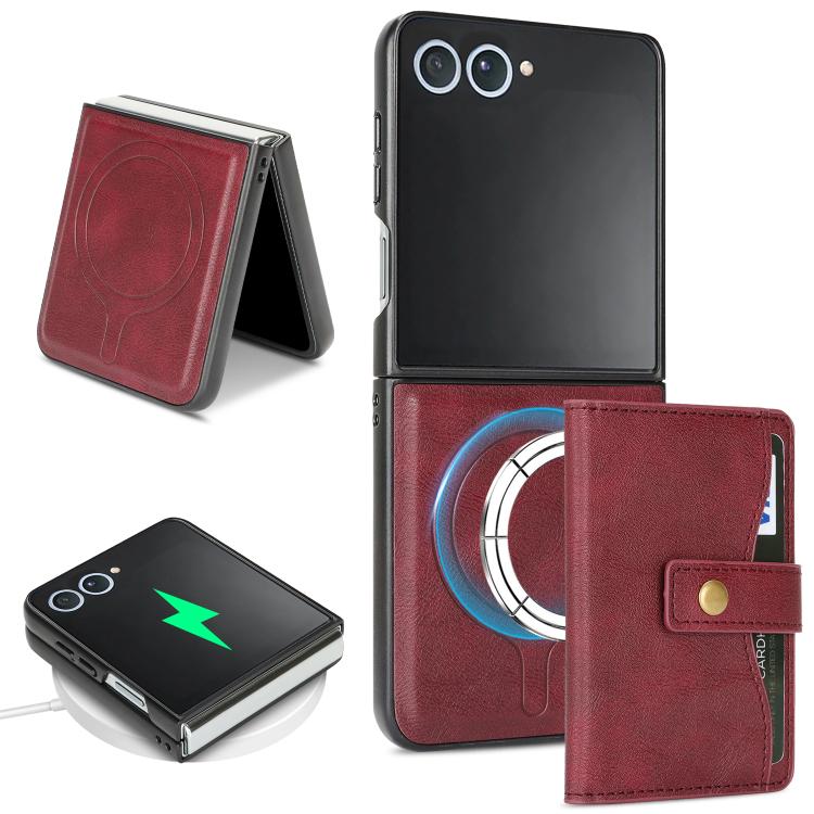 Kalebol Magnetic Button Card Bag MagSafe Ring Leather Phone Case