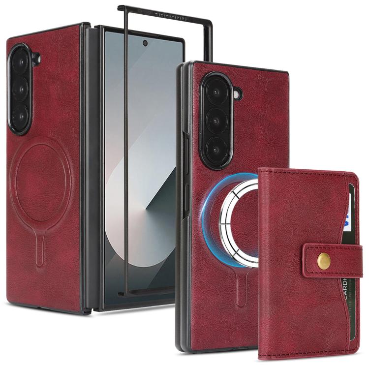 Kalebol Magnetic Button Card Bag MagSafe Ring Leather Phone Case
