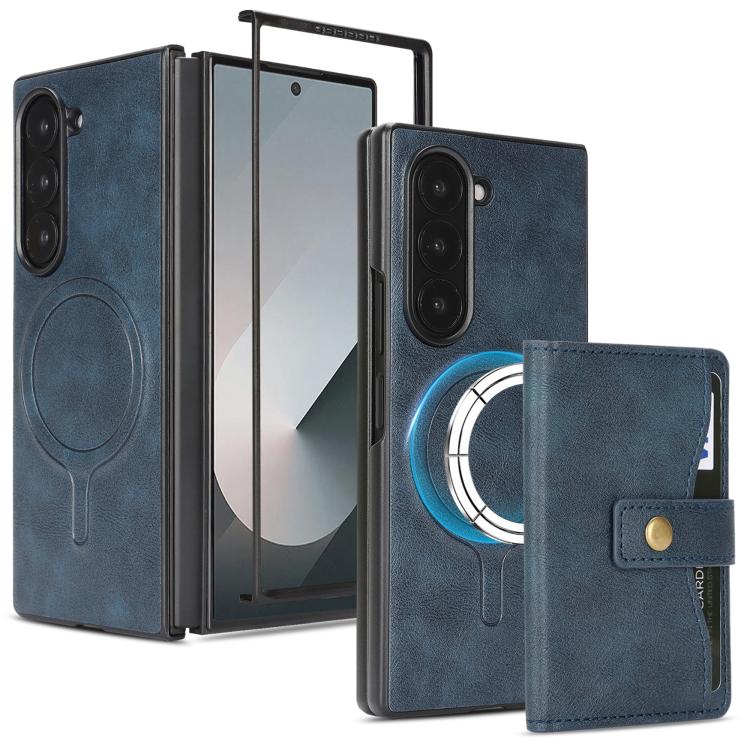 Kalebol Magnetic Button Card Bag MagSafe Ring Leather Phone Case
