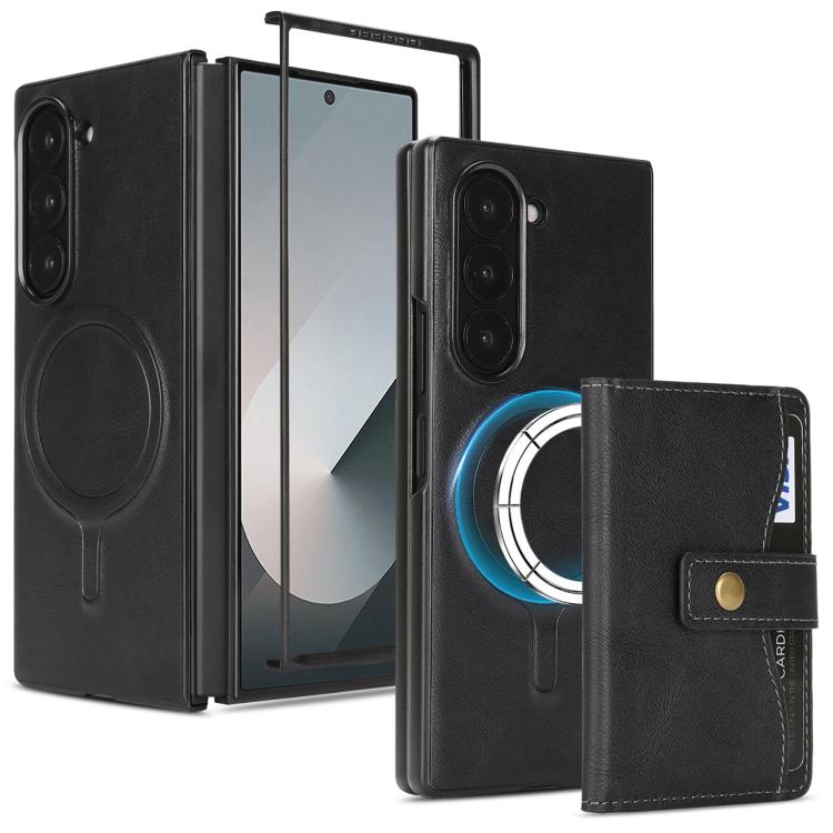 Kalebol Magnetic Button Card Bag MagSafe Ring Leather Phone Case