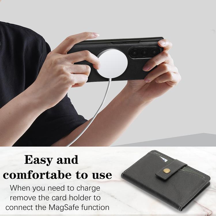 Kalebol Magnetic Button Card Bag MagSafe Ring Leather Phone Case