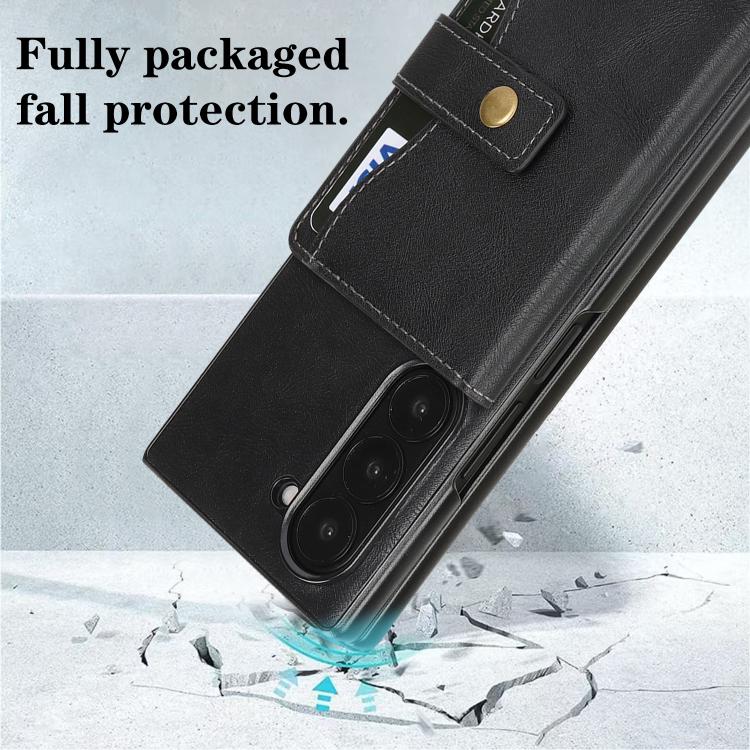 Kalebol Magnetic Button Card Bag MagSafe Ring Leather Phone Case