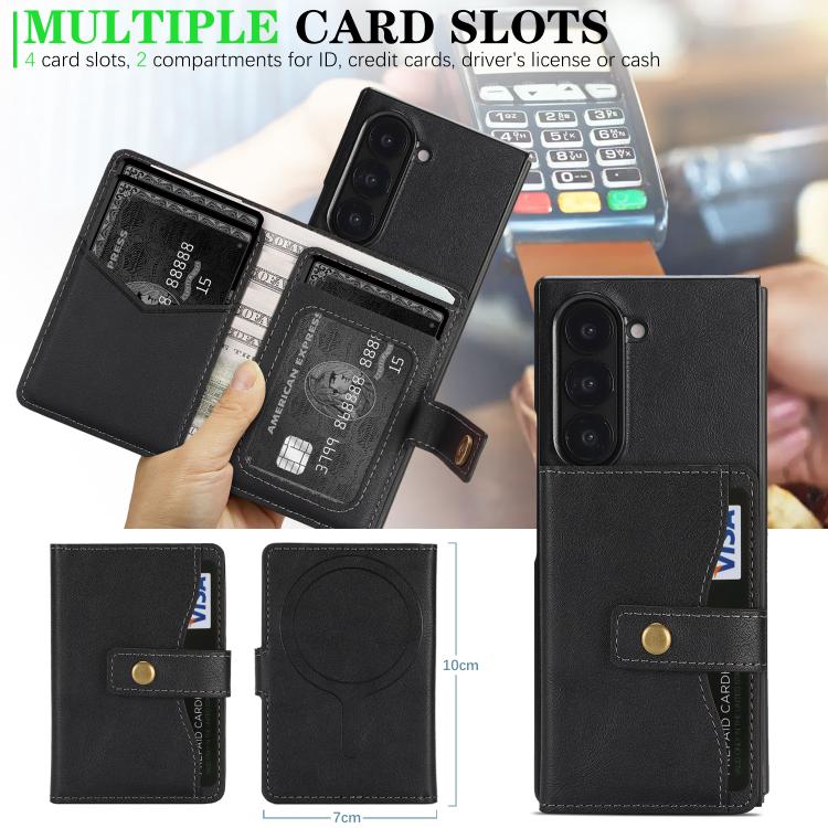 Kalebol Magnetic Button Card Bag MagSafe Ring Leather Phone Case