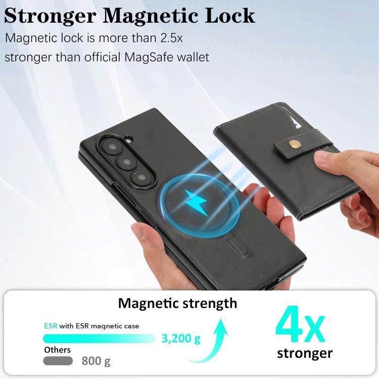 Kalebol Magnetic Button Card Bag MagSafe Ring Leather Phone Case