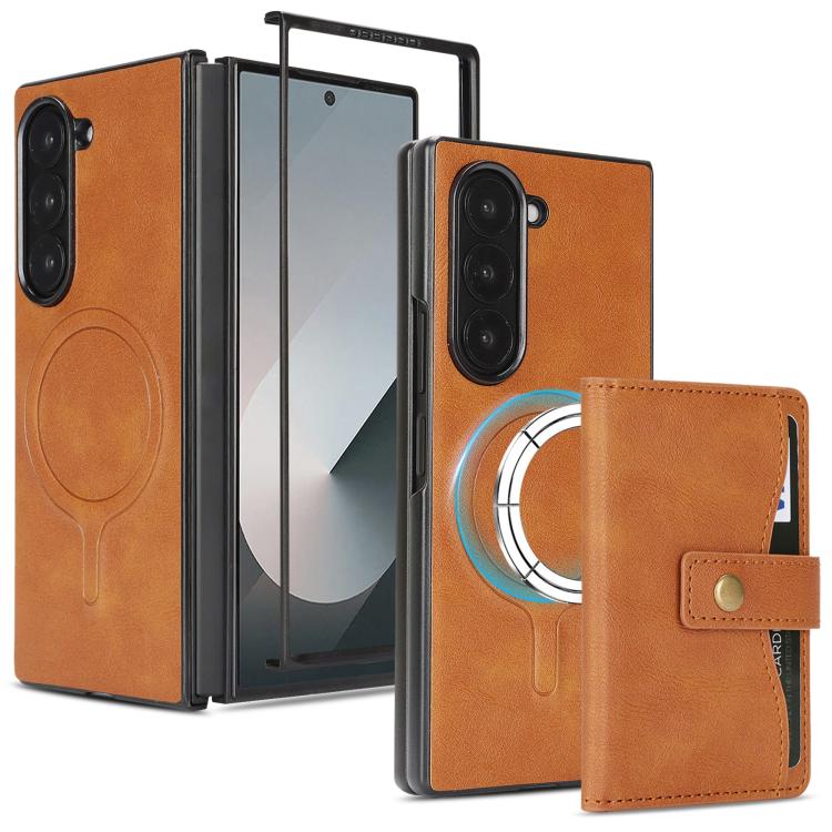 Kalebol Magnetic Button Card Bag MagSafe Ring Leather Phone Case