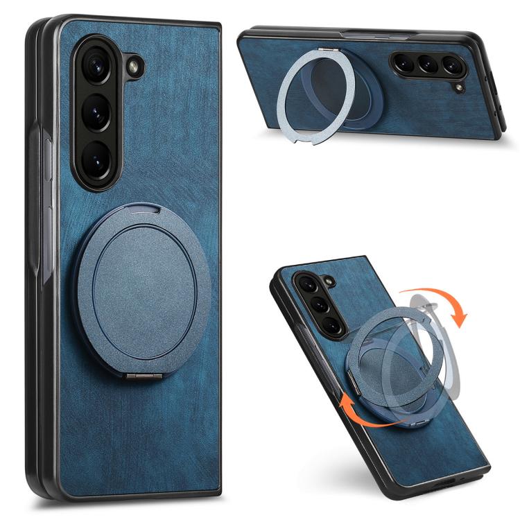 Retro Leather Rotation Round Holder Phone Case