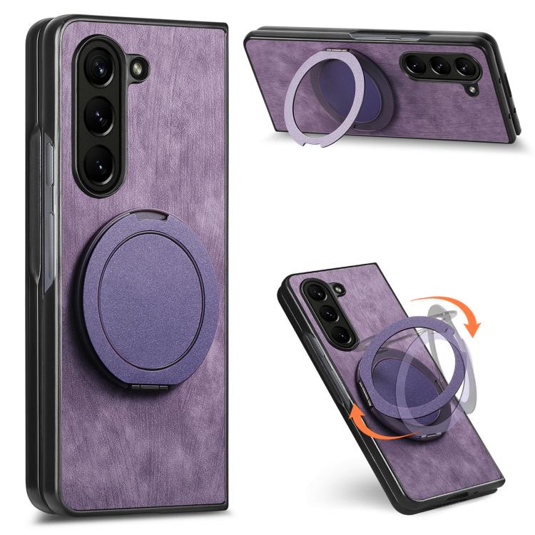 Retro Leather Rotation Round Holder Phone Case