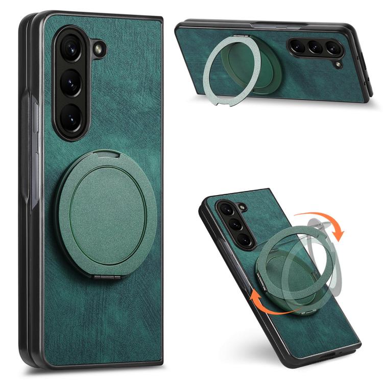 Retro Leather Rotation Round Holder Phone Case