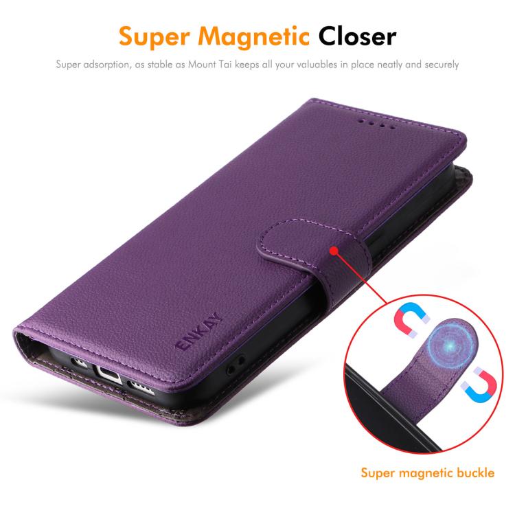 ENKAY RFID Blocking Wallet Kickstand Litchi Texture Leather Phone Case, For iPhone 17 Pro Max, For iPhone 17 Pro, For iPhone 17, For iPhone 17 Air