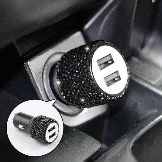Diamond Car Dual USB Fast Charge Mobile Phone Safety Hammer Charger