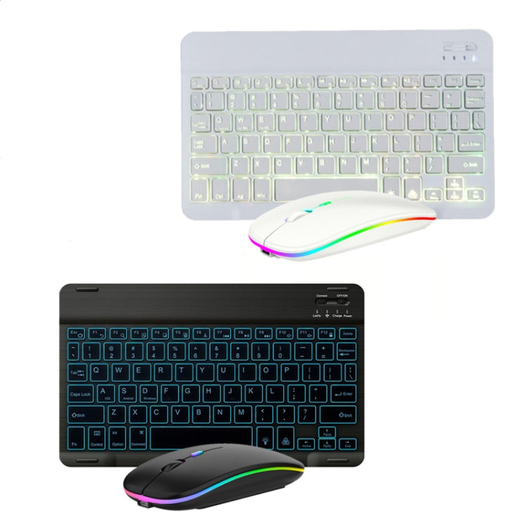 10 Inch RGB Colorful Backlit Bluetooth Keyboard And Mouse Set For Mobile Phone / Tablet, Black, White