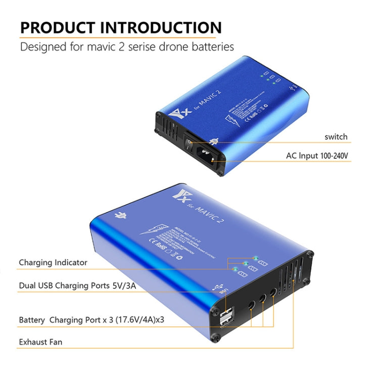 YX For DJI MAVIC 2 Aluminum Alloy Charger with Switch