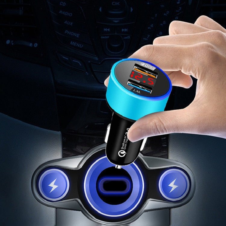2 PCS Aluminum Ring 5V3.1A Display Car Charger QC3.0+3.1A Aluminum Alloy Multi-function Halo Digital Display Car Charger, WMY-C030 (Gold), WMY-C030 (Snow Silver), WMY-C030 (Elegant Black), WMY-C030 (Sapphire Blue), WMY-C030 (Champagne Red)