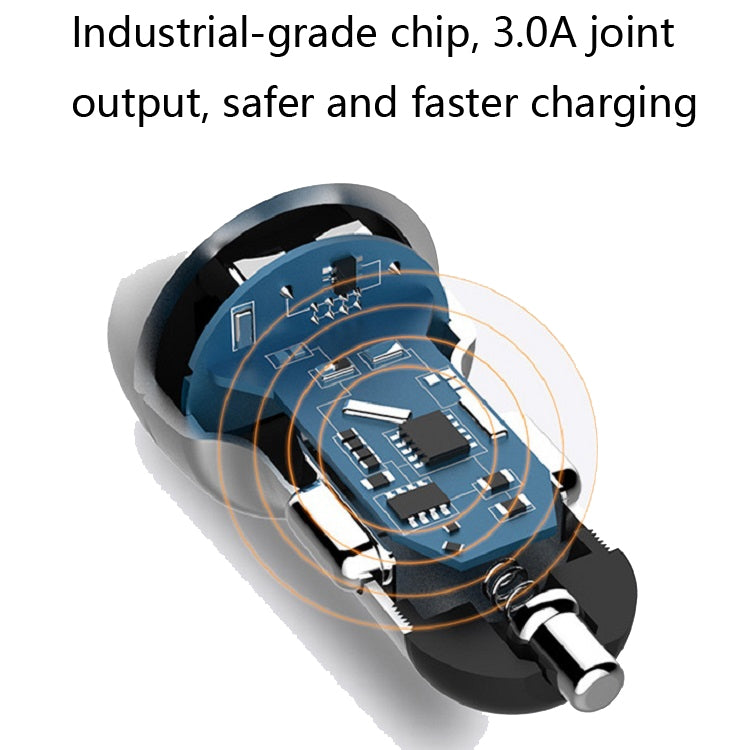 2 PCS Aluminum Ring 5V3.1A Display Car Charger QC3.0+3.1A Aluminum Alloy Multi-function Halo Digital Display Car Charger, WMY-C030 (Gold), WMY-C030 (Snow Silver), WMY-C030 (Elegant Black), WMY-C030 (Sapphire Blue), WMY-C030 (Champagne Red)