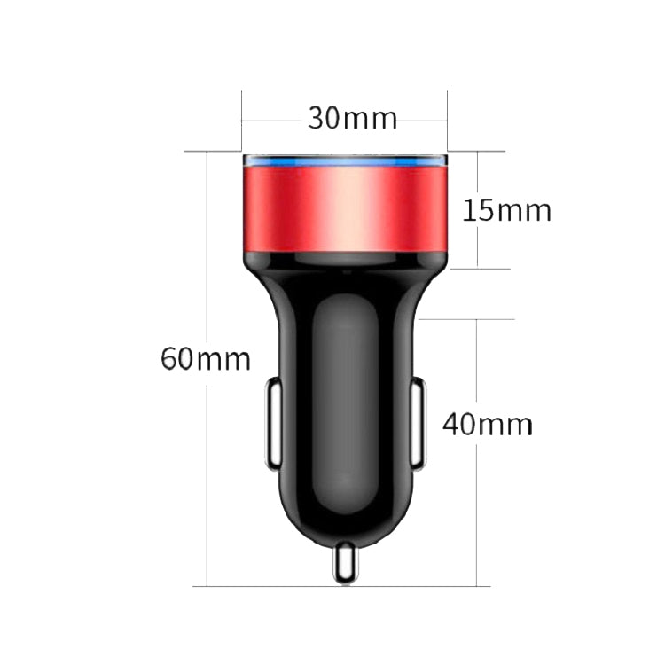 2 PCS Aluminum Ring 5V3.1A Display Car Charger QC3.0+3.1A Aluminum Alloy Multi-function Halo Digital Display Car Charger, WMY-C030 (Gold), WMY-C030 (Snow Silver), WMY-C030 (Elegant Black), WMY-C030 (Sapphire Blue), WMY-C030 (Champagne Red)