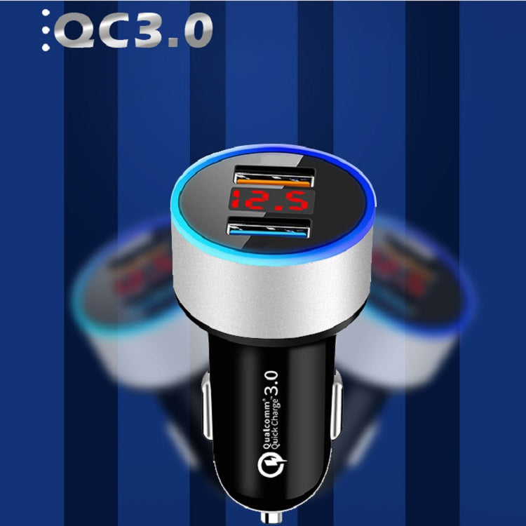 2 PCS Aluminum Ring 5V3.1A Display Car Charger QC3.0+3.1A Aluminum Alloy Multi-function Halo Digital Display Car Charger, WMY-C030 (Gold), WMY-C030 (Snow Silver), WMY-C030 (Elegant Black), WMY-C030 (Sapphire Blue), WMY-C030 (Champagne Red)