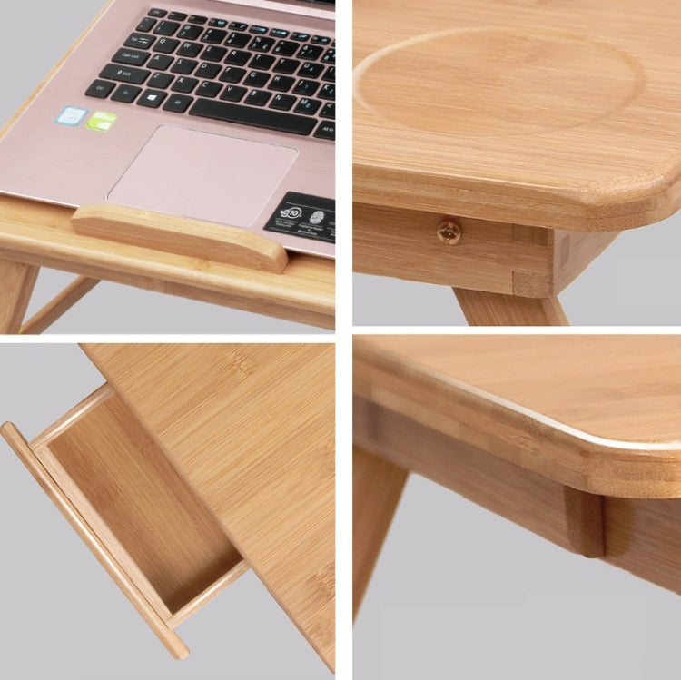 Folding Laptop Desk Bed Card Slot Lifting Type Lazy Computer Desk, Medium (54cm) with Drawer