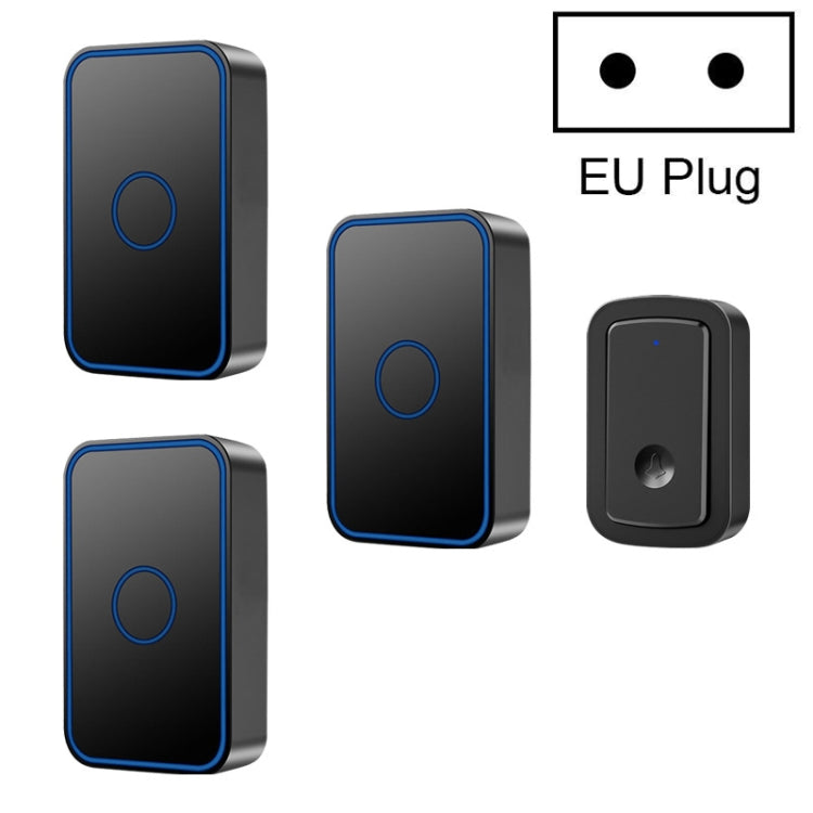 CACAZI A19 One Button Three Receivers Wireless Music Doorbell without Battery, 1 For 3 US, 1 For 3 EU, 1 For 3 UK