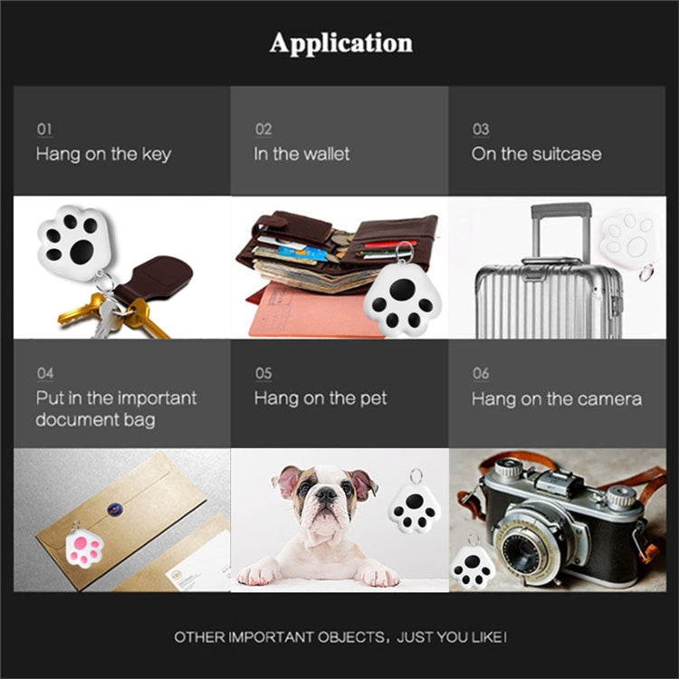 2 PCS HYC-09 Dog Paw Bluetooth Anti-Lost Device Pet Tracking Locator Keychain Smart Search Two-Way Alarm, Dog Paw Red, Dog Paw Dark Blue, Dog Paw Dark Gray, Dog Paw Black, Dog Paw White, Dog Paw Light Blue, Dog Paw Green, Dog Paw Pink