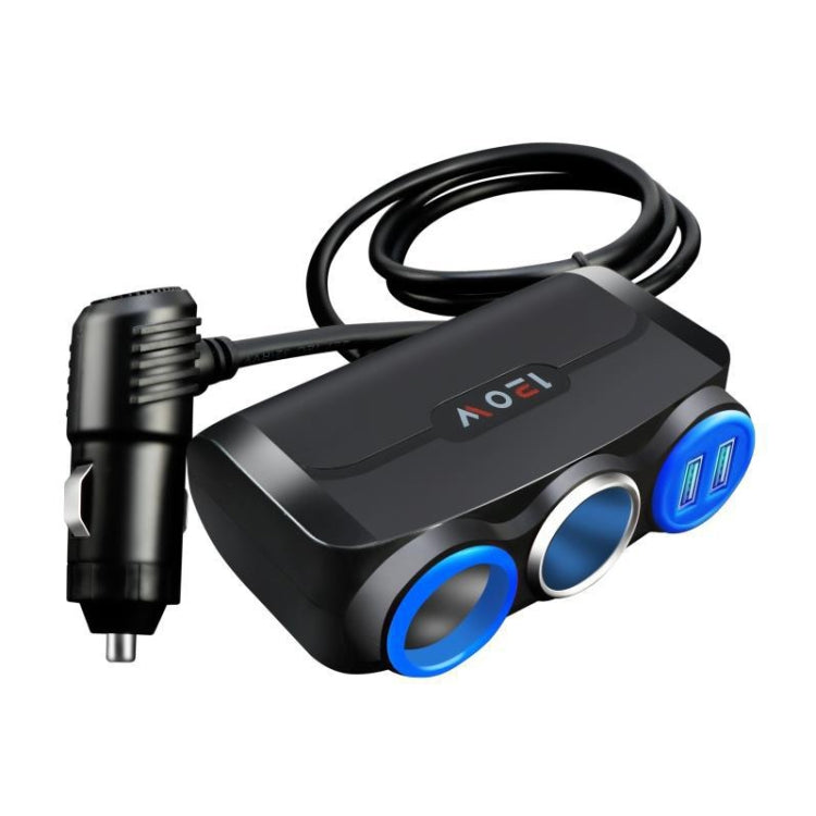 Car Cigarette Lighter Multi-Function Mobile Phone Charging USB Car Charge 12/24V Adapter Plug, Black Red, Black Blue