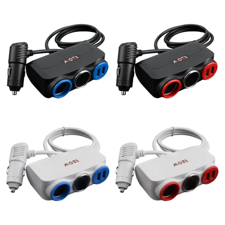 Car Cigarette Lighter Multi-Function Mobile Phone Charging USB Car Charge 12/24V Adapter Plug, Black Red, Black Blue