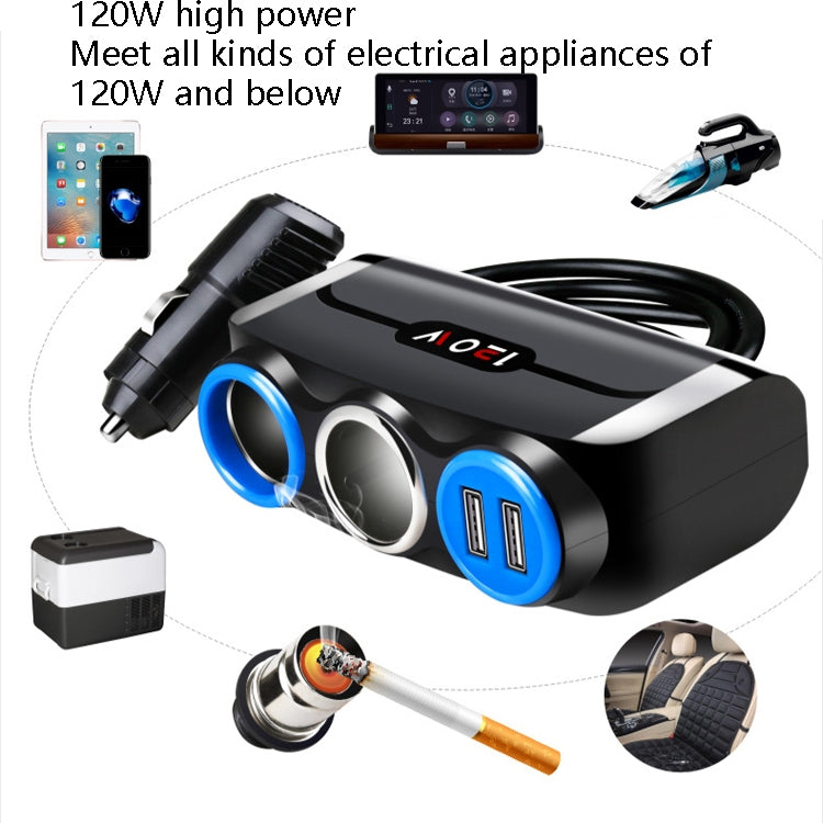 Car Cigarette Lighter Multi-Function Mobile Phone Charging USB Car Charge 12/24V Adapter Plug, Black Red, Black Blue
