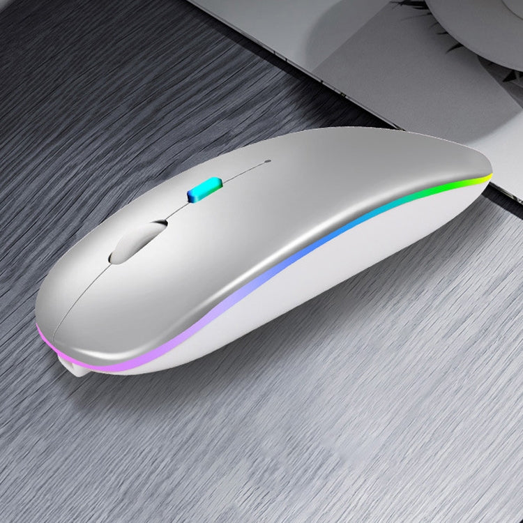 Y20 4 Keys Colorful Glow Charging Mute Mouse Notebook Game Wireless Mouse, 2.4G + Bluetooth (Silver)