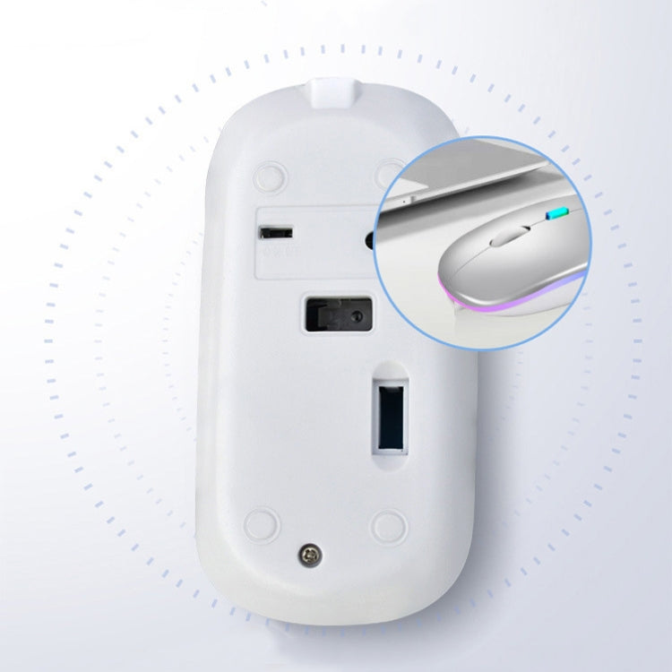 Y20 4 Keys Colorful Glow Charging Mute Mouse Notebook Game Wireless Mouse, 2.4G + Bluetooth (Silver)