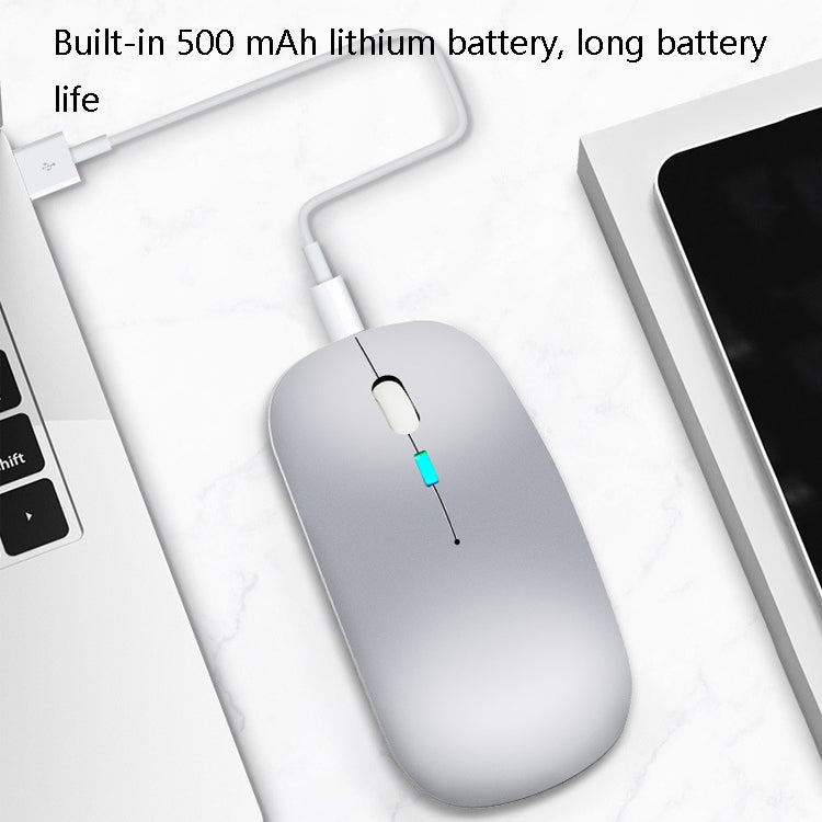 Y20 4 Keys Colorful Glow Charging Mute Mouse Notebook Game Wireless Mouse, 2.4G + Bluetooth (Silver)