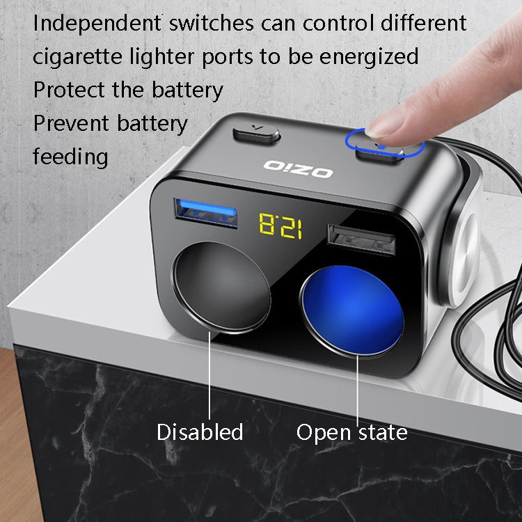 Ozio Car Charger Cigarette Lighter Conversion Plug, Y48QA Black All Agreement Flash Charge