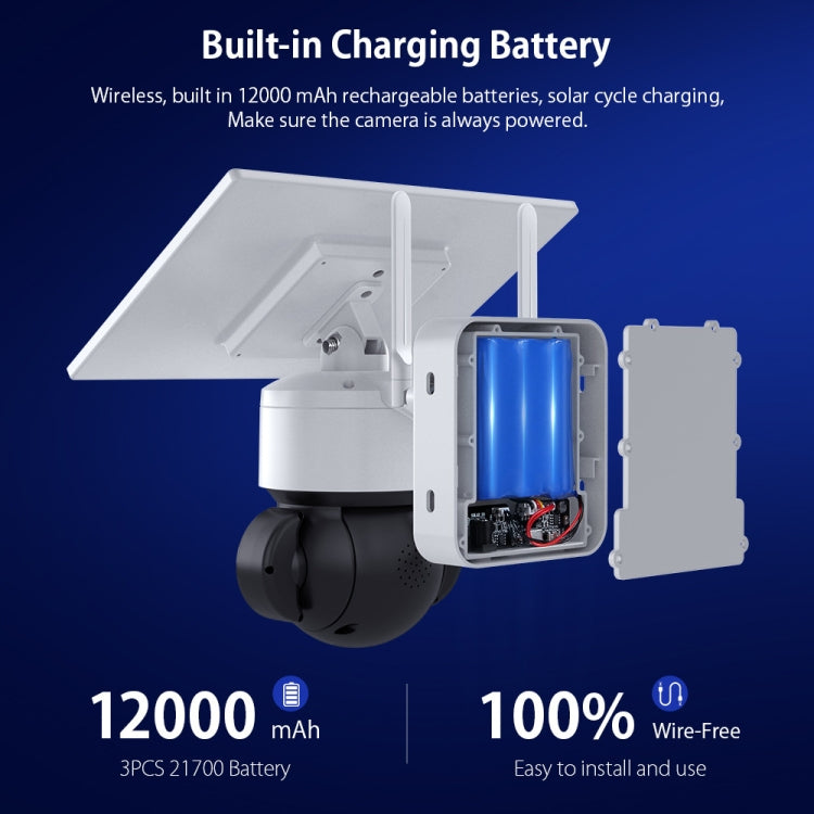 SHIWOJIA Waterproof WiFi Solar Dome IP Camera, Support Two-way Audio & PIR Motion Detection & Night Vision & TF Card, SHIWOJIA