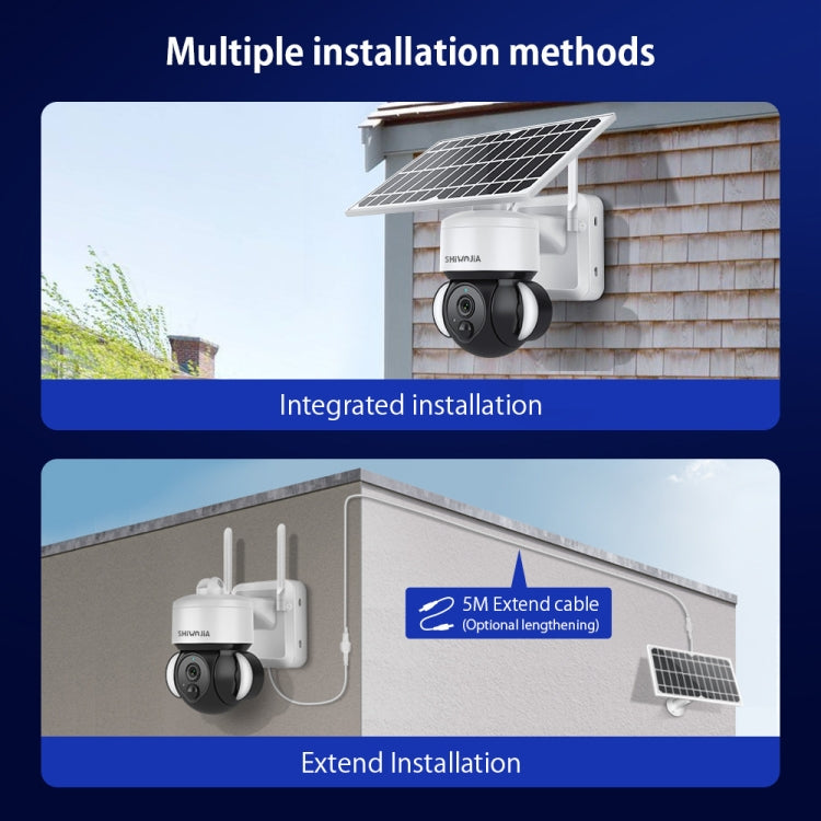 SHIWOJIA Waterproof WiFi Solar Dome IP Camera, Support Two-way Audio & PIR Motion Detection & Night Vision & TF Card, SHIWOJIA