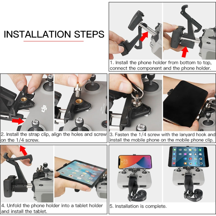 RCSTQ Remote Control Phone Tablet Bracket for DJI Mavic 3/Mini 2/Mini 3 Pro,Style:, Only Clip, With Thick Lanyard