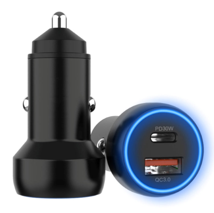 IBD352 Aluminum Alloy Dual Interface Car Charger, Spec:, PD30W+PD30W, Double QC3.0 36W, QC3.0 18W+PD 3.0 20W, Qc3.0 18W+PD 3.0 30W, QC3.0 30W+PD 3.0 30W