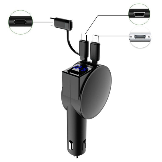 3 In 1 40W Fast Charging Dual Cable Retractable Car Charger, 40W