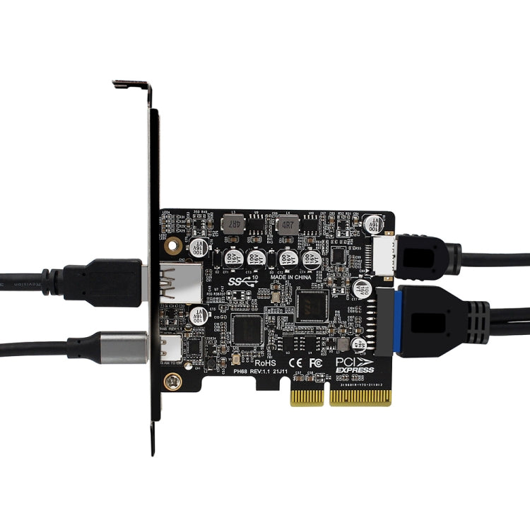 PCIE 3.0 To USB 3.2 Extension Card Type-C Port Front Type-E Expansion Riser Card, PH68