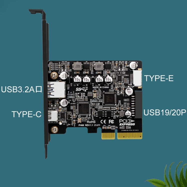 PCIE 3.0 To USB 3.2 Extension Card Type-C Port Front Type-E Expansion Riser Card, PH68
