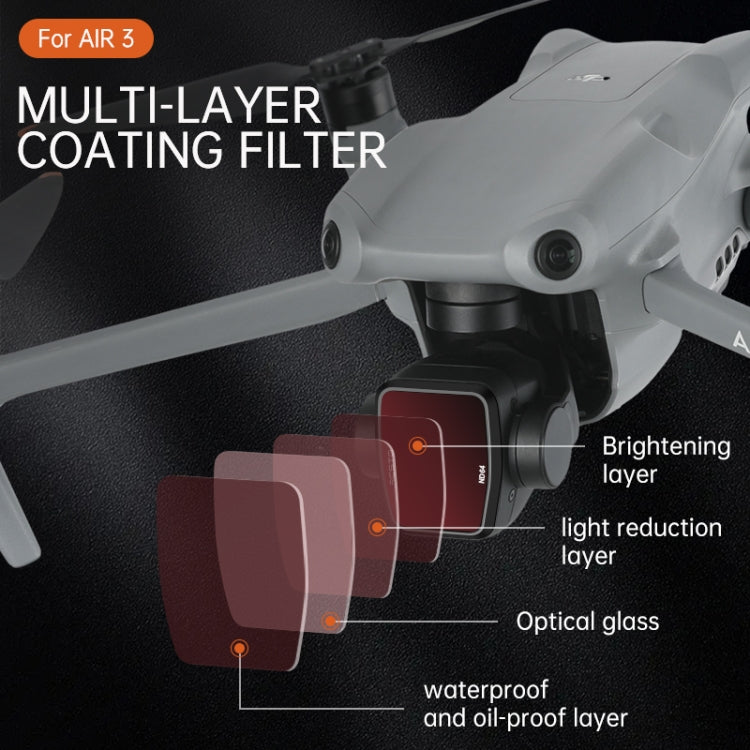 For DJI Air 3 RCSTQ Multi-Layer Coating Waterproof Filter, CPL, UV, ND-PL8, NDL-PL16, ND-PL32, ND-PL64, ND8/16/32/64 4-in-1, ND-PL8/16/32/64 4-in-1, ND4/8/16/32/64+UV+CPL 6 -in-1, ND-PL8/16/32/64 +UV +CPL 6-in-1