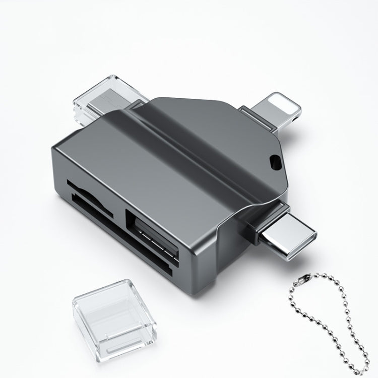 7 In 1 Multi-function OTG Card Reader for iPhone / Android Phone / Huawei / Laptops, PF-70 Black, PF-70 Silver Gray