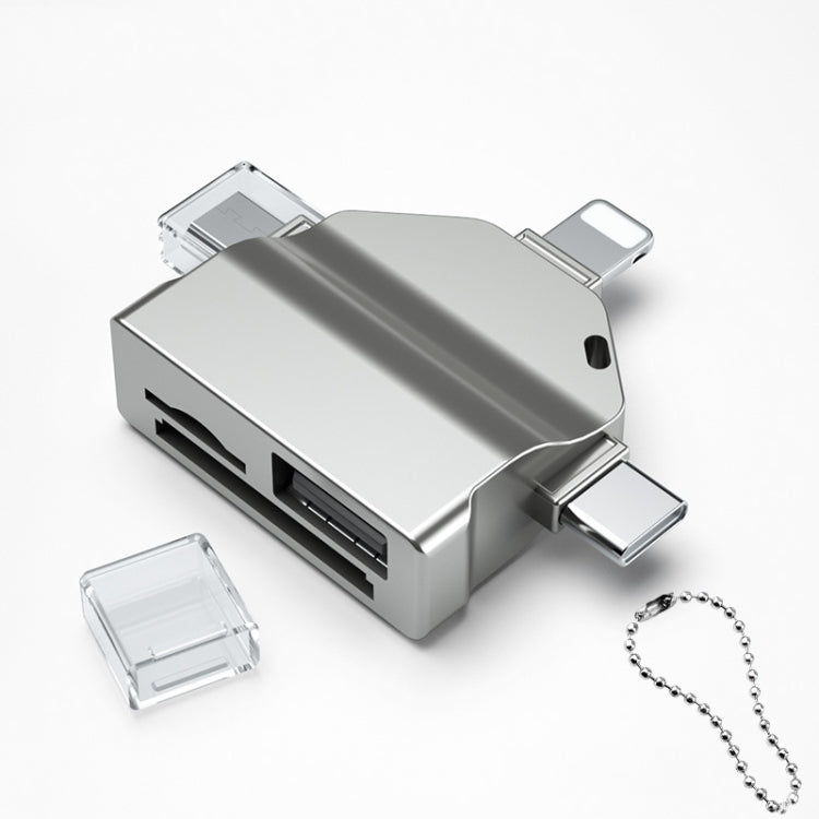 7 In 1 Multi-function OTG Card Reader for iPhone / Android Phone / Huawei / Laptops, PF-70 Black, PF-70 Silver Gray