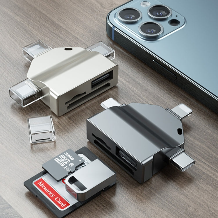 7 In 1 Multi-function OTG Card Reader for iPhone / Android Phone / Huawei / Laptops, PF-70 Black, PF-70 Silver Gray