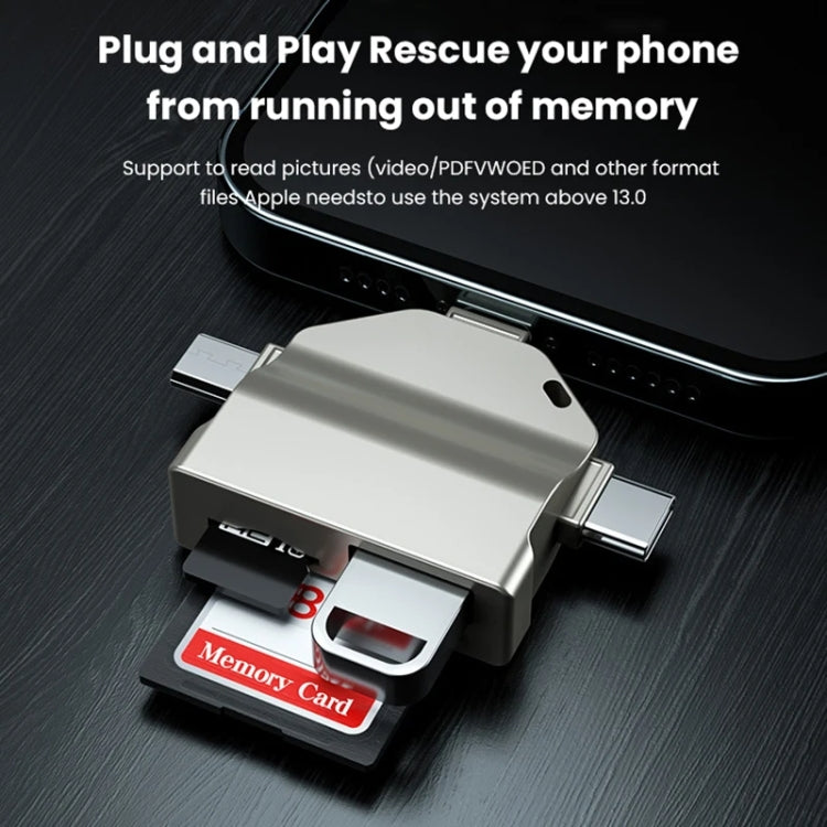 7 In 1 Multi-function OTG Card Reader for iPhone / Android Phone / Huawei / Laptops, PF-70 Black, PF-70 Silver Gray