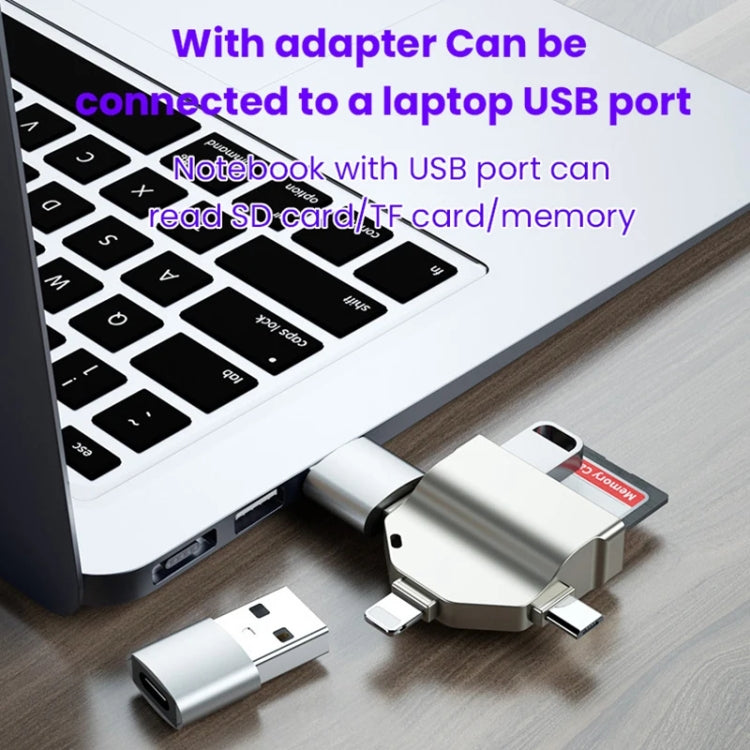 7 In 1 Multi-function OTG Card Reader for iPhone / Android Phone / Huawei / Laptops, PF-70 Black, PF-70 Silver Gray