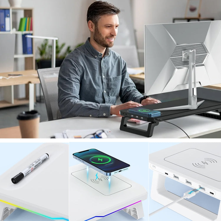 RGB Computer Monitor Stand Riser 3 USB 2.0 +1 Type-C Ports, Basic Black, Wireless Charging Black, Basic White, Wireless Charging White
