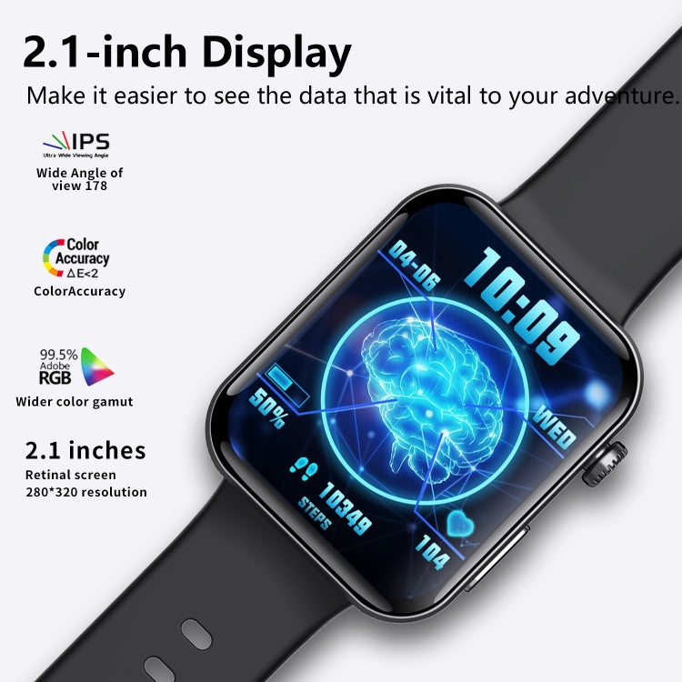 F300 2.1-Inch Screen Smart Watch Supports Bluetooth Calls/ECG/Blood Composition Analysis/50+ Sports Modes, Black Silicone, Black Pink Silicone, Black Gray Silicone, Black Milan, Black 3-Beads Steel, Black Leather, Black Brown Leather