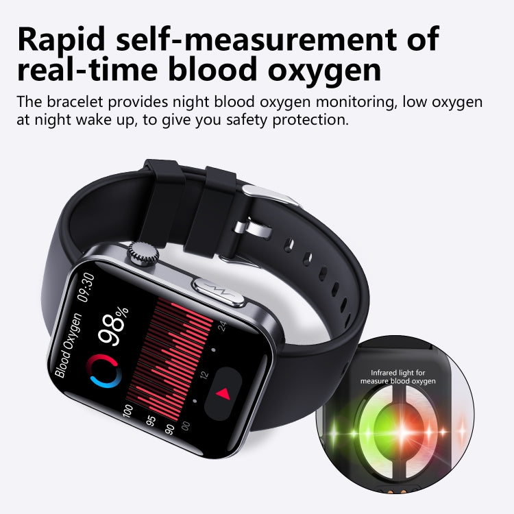 F300 2.1-Inch Screen Smart Watch Supports Bluetooth Calls/ECG/Blood Composition Analysis/50+ Sports Modes, Black Silicone, Black Pink Silicone, Black Gray Silicone, Black Milan, Black 3-Beads Steel, Black Leather, Black Brown Leather