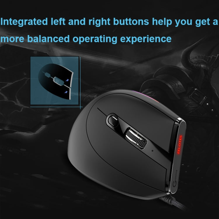 ZELOTES T50 9-Keys RGB Lighting Effect Vertical Grip Ergonomic Programming Wired Mouse, T50