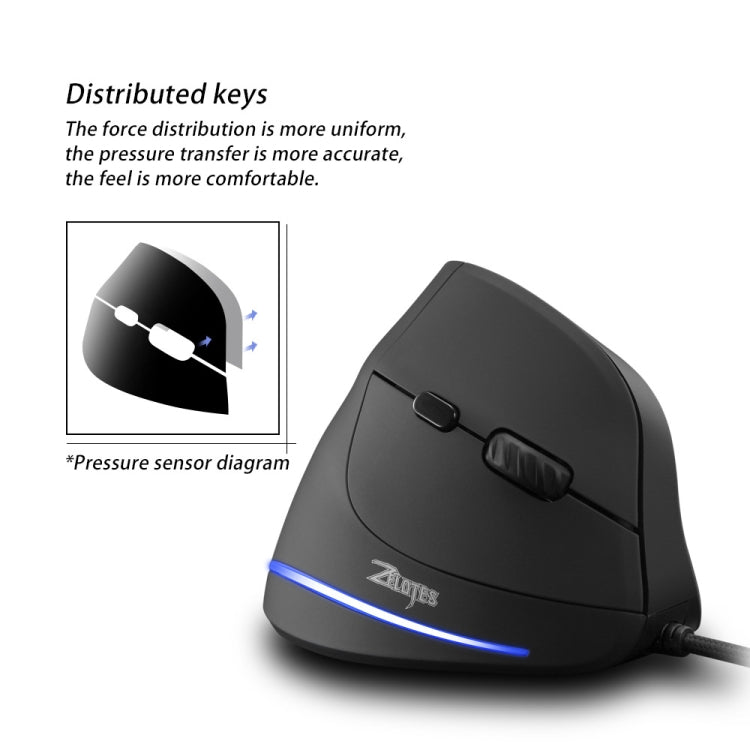 ZELOTES T20 6-Keys Vertical Grip Ergonomic Laptop Wired Mouse, T20
