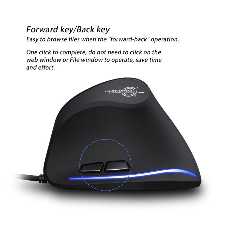 ZELOTES T20 6-Keys Vertical Grip Ergonomic Laptop Wired Mouse, T20