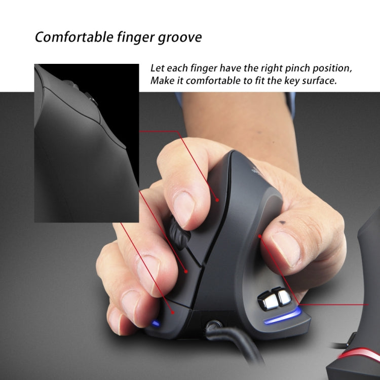 ZELOTES T20 6-Keys Vertical Grip Ergonomic Laptop Wired Mouse, T20